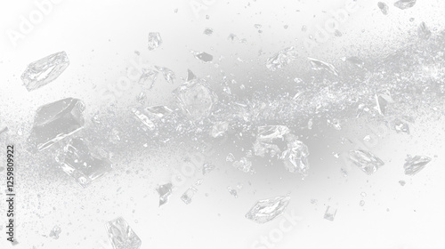 a bunch of ice cubes falling into the air