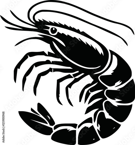 Shrimp Silhouette vector illustration black