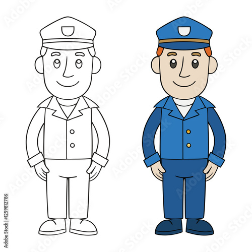 Vector illustration of postman isolated on white background.