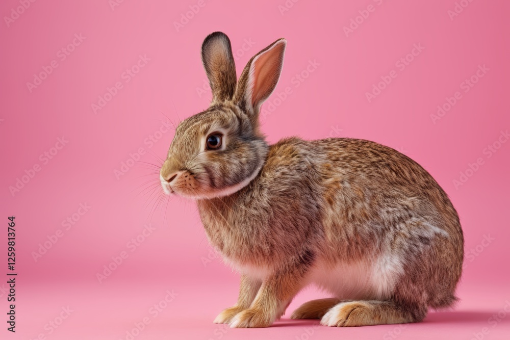 Fototapeta premium there is a rabbit that is sitting on a pink surface