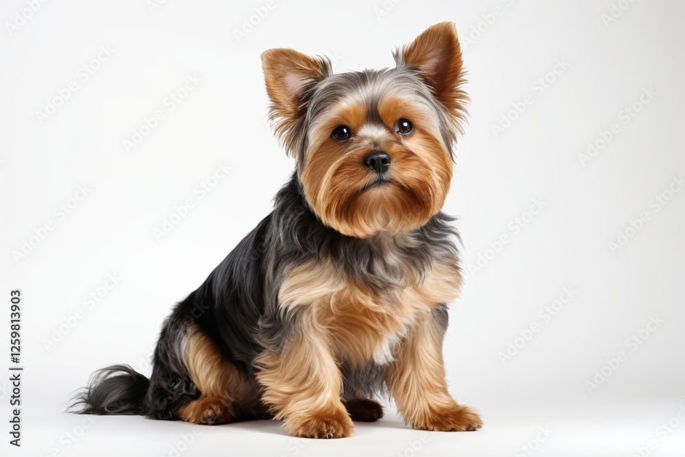 there is a small dog sitting on a white surface there is a small dog sitting on a white surface