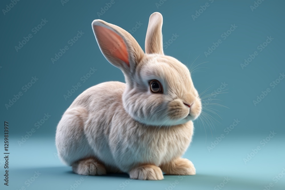 Obraz premium there is a small rabbit that is sitting on a blue surface