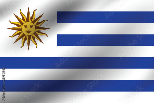 Flag of Uruguay. Uruguay flag official size and color standards digital vector illustration. Waving flag icon.