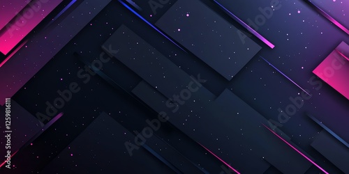 Abstract black background with neon diagonal lines, dark blue to purple gradient, and vibrant color effects. Perfect for modern designs, posters, and digital art.