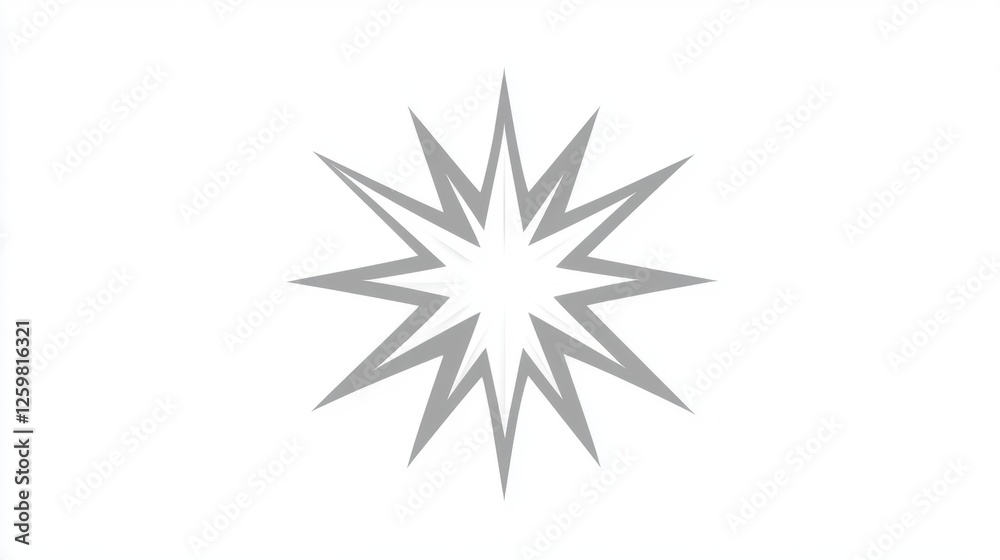 Abstract Geometric Star Shape Design in Silver and White on Clean Background Abstract Geometric Star Shape Design in Silver and White on Clean Background