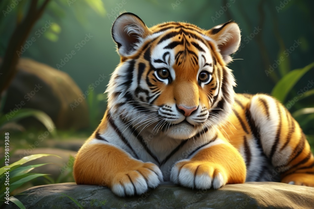 Obraz premium there is a tiger that is laying down on a rock