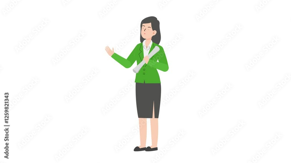 Woman is standing and giving a lecture cartoon animation
Woman is standing and giving a lecture cartoon animation