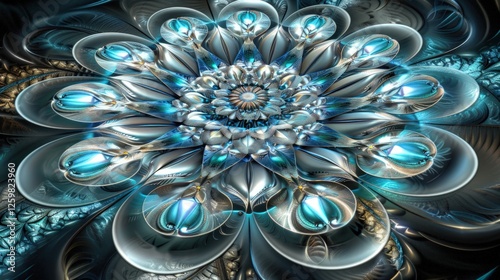 Abstract Fractal Flower  A mesmerizing digital artwork showcasing a vibrant photo