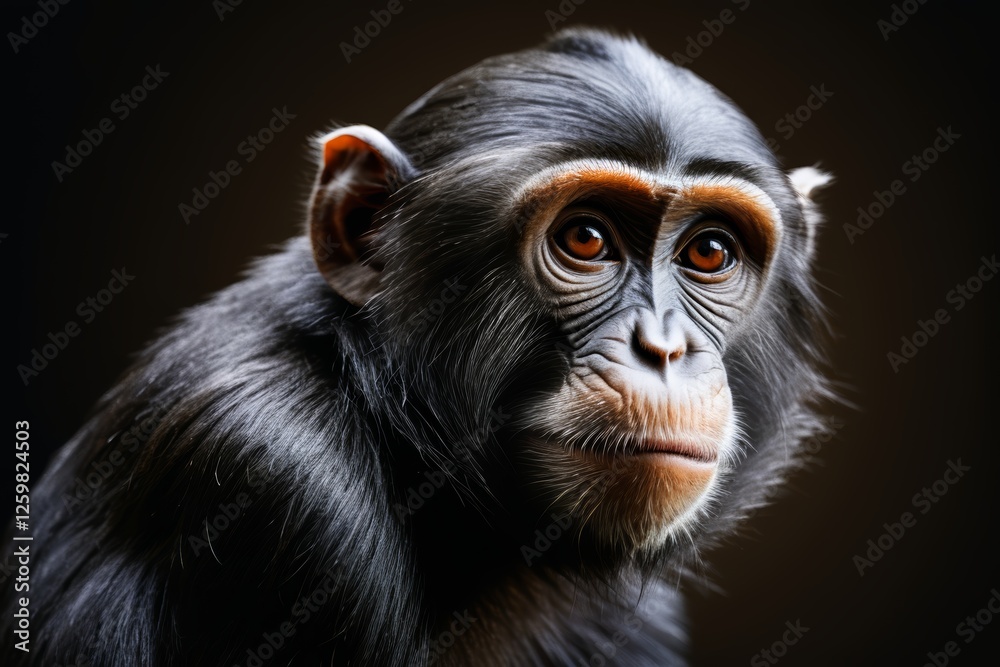 arafed monkey with a black background and a brown face arafed monkey with a black background and a brown face