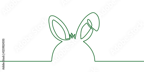 Easter Bunny Continuous One Line Drawing. One Line Art of Cute Easter Rabbit. Concept for Spring Holiday Decoration. Vector Illustration Linear Isolated on Transparent Background for Minimalist Design