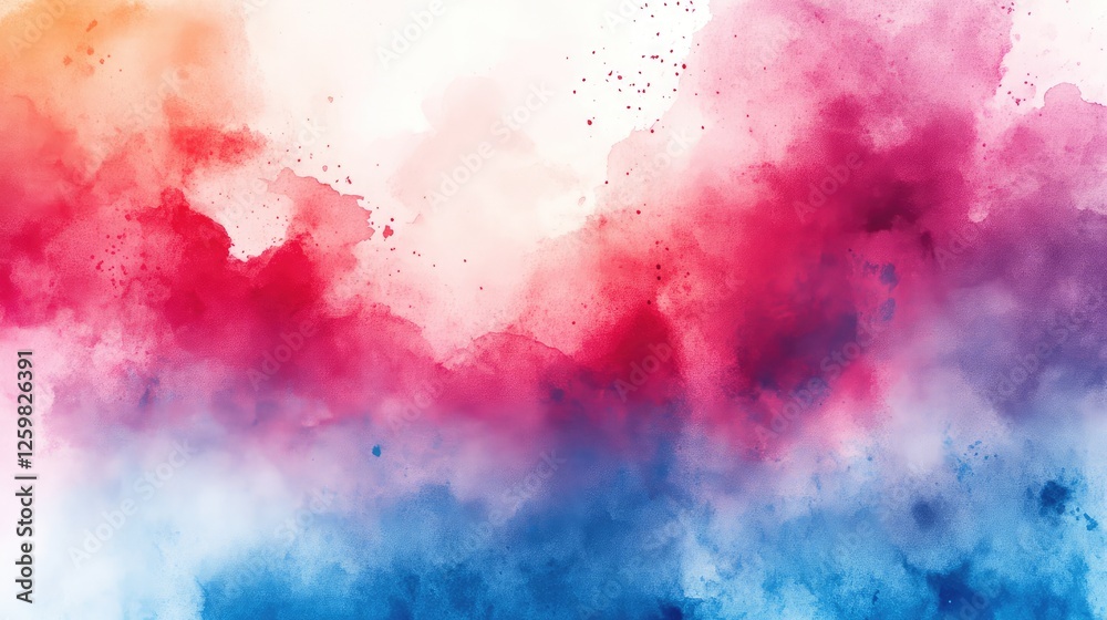 Obraz premium Vibrant Watercolor Palette with Red, Pink, and Blue Hues Showcasing Artistic Creativity and Expression for Artists and Designers