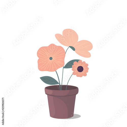Flower in a pot illustration on white background