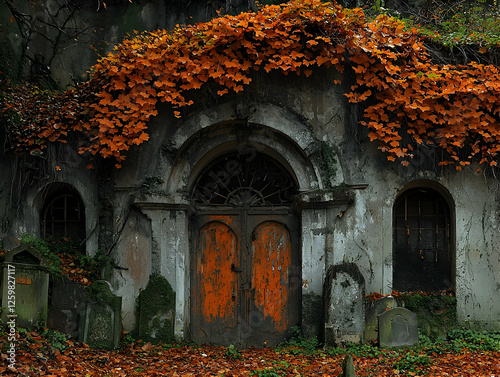 Autumnal Cemetery Entranceway photo