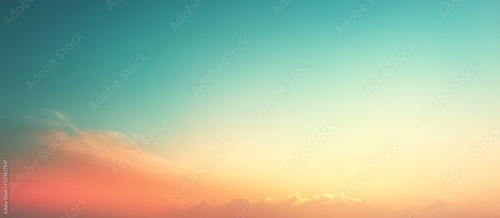 Fototapeta premium Serene sunset sky with soft pastel colors over distant mountains and tranquil atmosphere