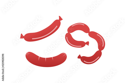 sausage or sosis flat icon set