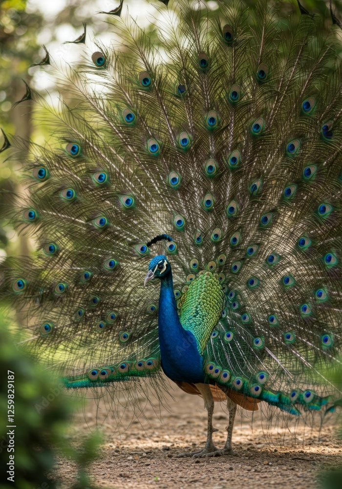 Obraz premium Peacock with Open Feathers 