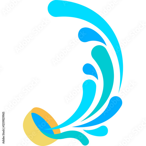 water splashing songkran festival golden water bowl flat icon