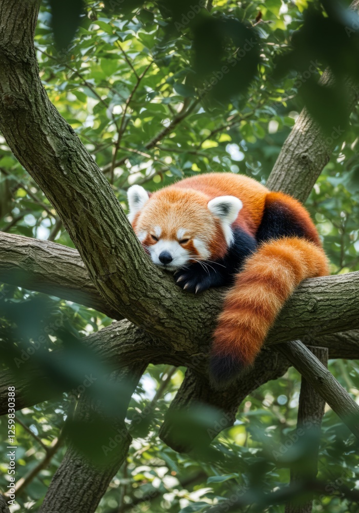 Fototapeta premium Sleeping Red Panda 