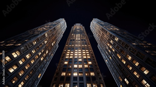 Wallpaper Mural Night view of modern skyscrapers. Low angle shot. Architectural design. Potential use for architecture magazine, real estate websites or promotional materials Torontodigital.ca