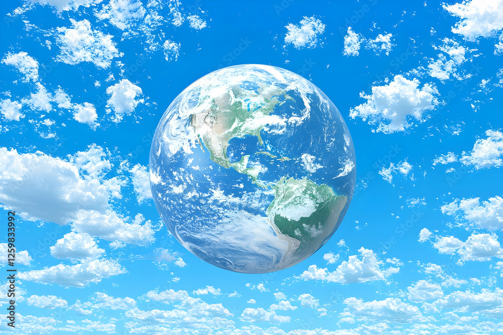 Naklejka premium Earth in a vibrant sky. Possible use stock image