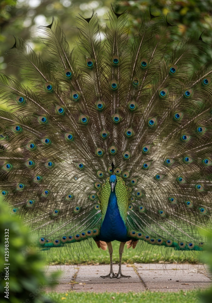 Obraz premium Peacock with Open Feathers 