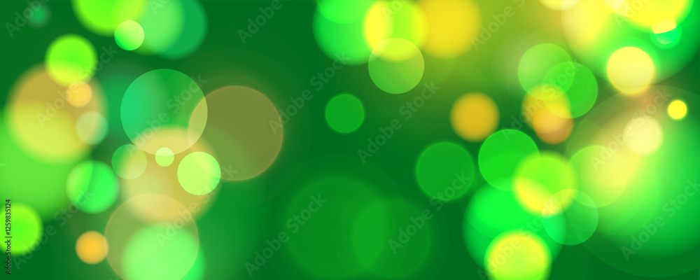 Bright bokeh lights. Festive abstract blurred background. Green and orange colors. Graphic template for St. Patrick's Day holiday greetings and invitations. Vector illustration. Bright bokeh lights. Festive abstract blurred background. Green and orange colors. Graphic template for St. Patrick's Day holiday greetings and invitations. Vector illustration.