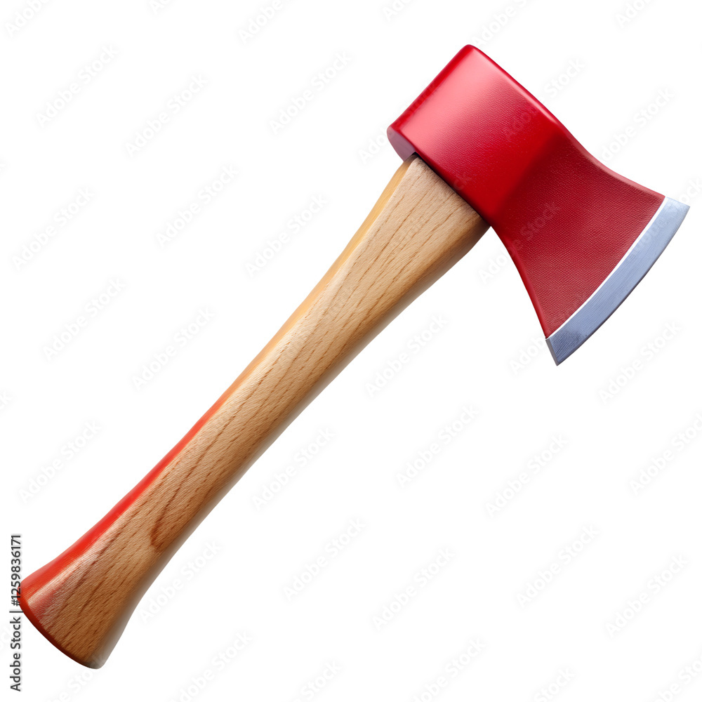 Classic Red Axe with Durable Blade Isolated on Transparent Background Classic Red Axe with Durable Blade Isolated on Transparent Background