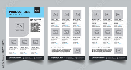 Product Line Sheet Template, Wholesale Template, Product Catalog Layout with 3 page design template