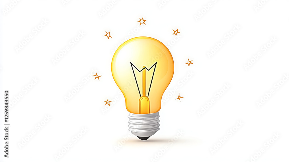 simple hand drawn light bulb with gentle curves and bright glow, surrounded by stars, symbolizes creativity and inspiration simple hand drawn light bulb with gentle curves and bright glow, surrounded by stars, symbolizes creativity and inspiration