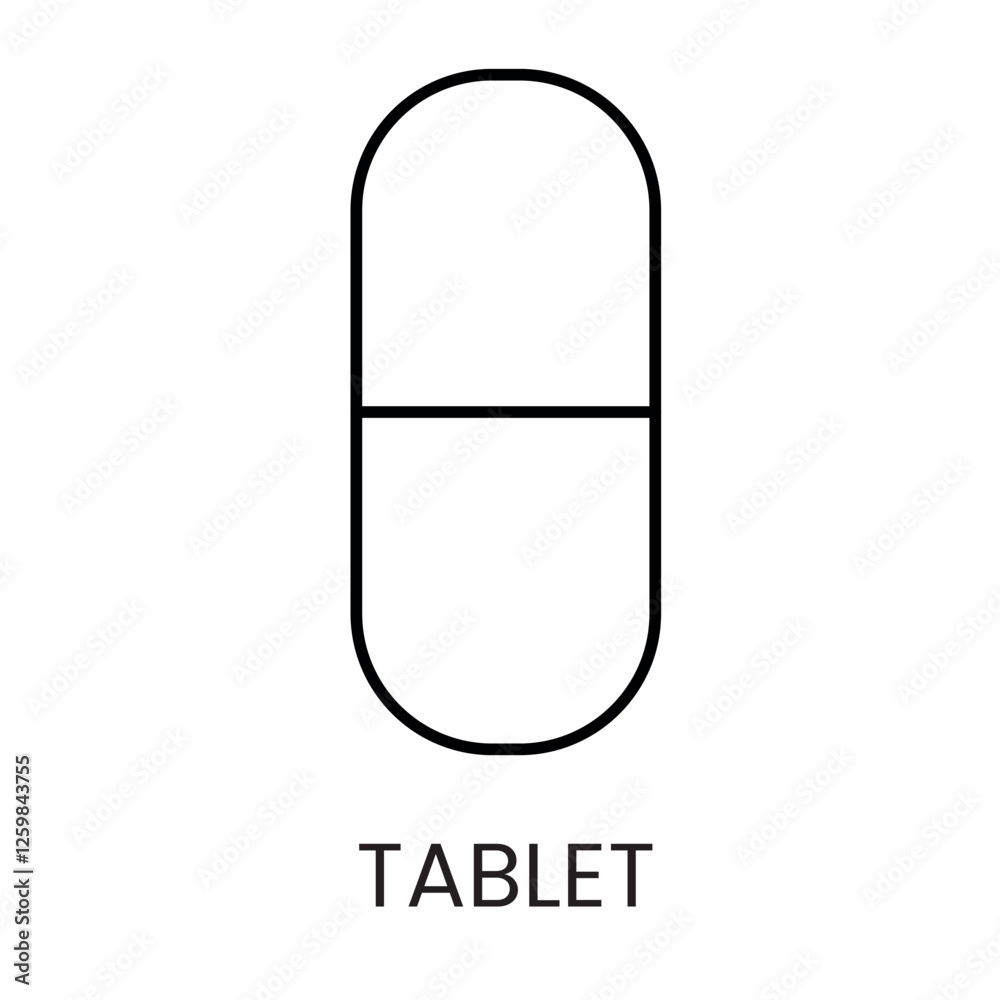 A capsule shaped tablet icon in vector, symbolizing medication or pharmaceutical products, with an editable stroke A capsule shaped tablet icon in vector, symbolizing medication or pharmaceutical products, with an editable stroke