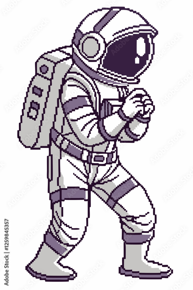 Pixel Art Astronaut in Retro Space Suit – 8-Bit Galactic Explorer. Pixel Art Astronaut in Retro Space Suit – 8-Bit Galactic Explorer.