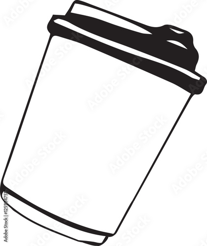 Vector hand drawn black and white cardboard coffee cup doodle style isolated