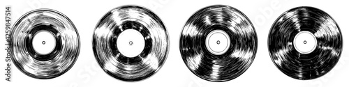 Vinyl records showcase various styles and textures in a timeless display of music history and artistry