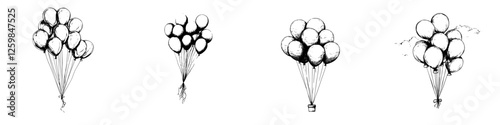 Balloon sequence showing gradual deflation and loss of air in a whimsical illustration style