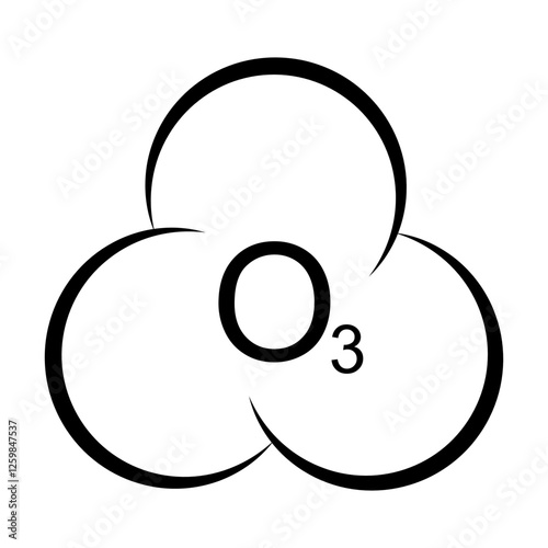 Black line drawing of the ozone molecule symbol O3