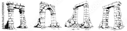Ancient stone ruins showcasing detailed architecture and weathered texture in a historical setting