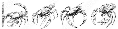 Unique robotic crab designs featuring intricate details and mechanical features in a futuristic style