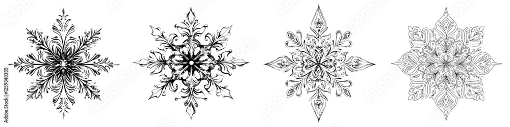 Fototapeta premium Intricate black and white floral designs showcasing artistic craftsmanship and creativity