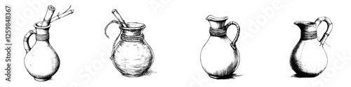Traditional pottery showcasing various styles and designs in a rustic setting with a focus on craftsmanship and heritage