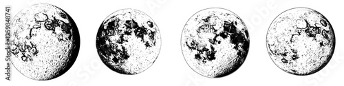 Phases of the moon showcasing lunar surface details over time