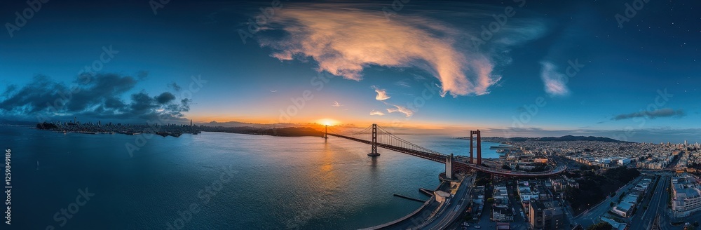 Obraz premium Sunrise over Bay Bridge cityscape