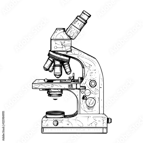 Detailed scientific microscope on a lab workbench, focusing on studying specimens and conducting experiments in a research setting