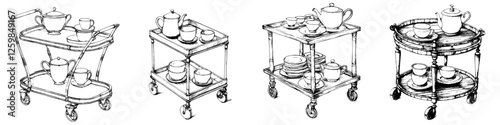 Teatime service carts showcase elegant designs for serving guests in refined settings