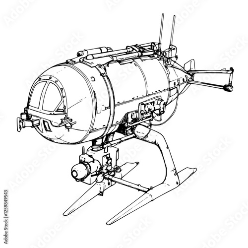 Submersible vehicle designed for underwater exploration and research during marine missions