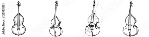 Hand-drawn vector illustration of string instruments conveying musical elegance and artistic expression in a creative composition