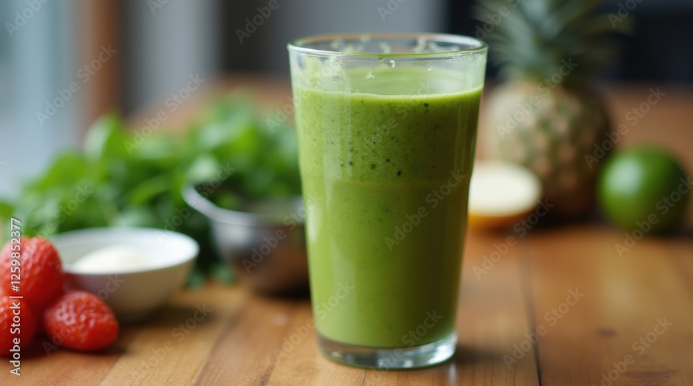 Smoothies in a glass cup on a wooden table. The concept of healthy eating. Smoothies in a glass cup on a wooden table. The concept of healthy eating.
