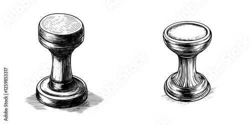 Hand draw vector illustration of two vintage stamp designs on a clean background