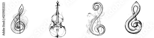Vector illustration of hand-drawn musical symbols showcasing creativity and artistic expression