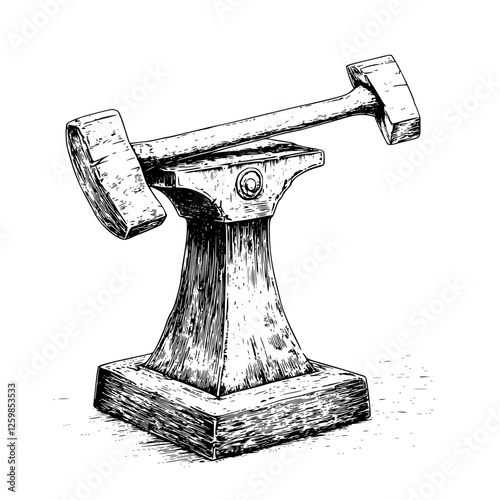 Vintage hand-drawn illustration of a dumbbell rest designed for weightlifting enthusiasts