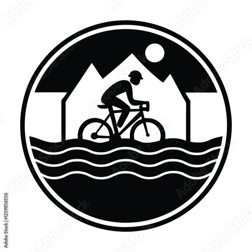 cyclist at the seaside logo.